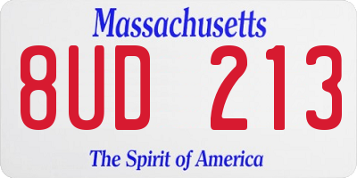 MA license plate 8UD213