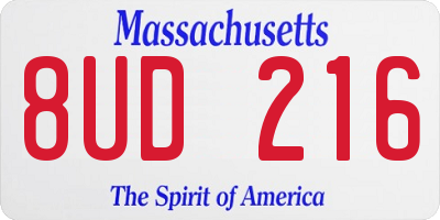 MA license plate 8UD216