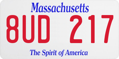MA license plate 8UD217