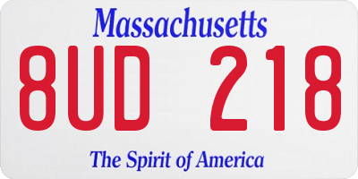 MA license plate 8UD218