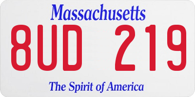 MA license plate 8UD219