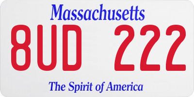 MA license plate 8UD222
