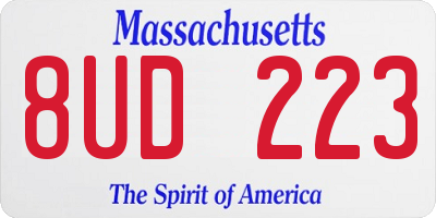 MA license plate 8UD223