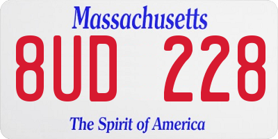 MA license plate 8UD228