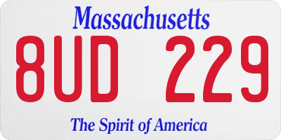 MA license plate 8UD229