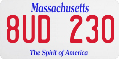 MA license plate 8UD230
