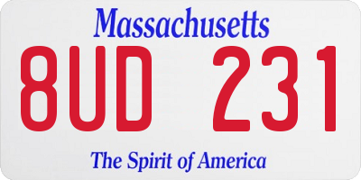 MA license plate 8UD231