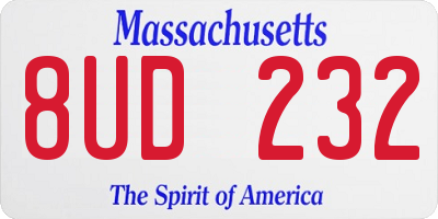 MA license plate 8UD232