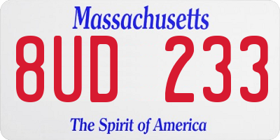 MA license plate 8UD233