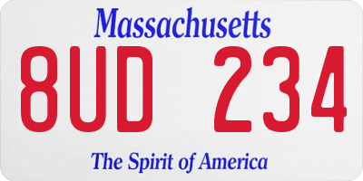 MA license plate 8UD234