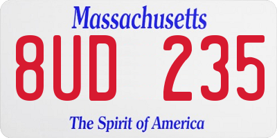 MA license plate 8UD235