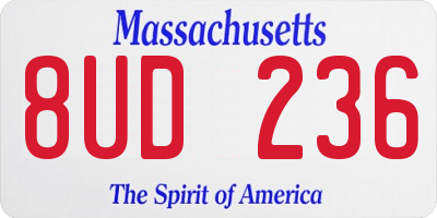 MA license plate 8UD236