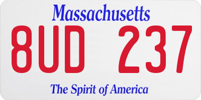 MA license plate 8UD237