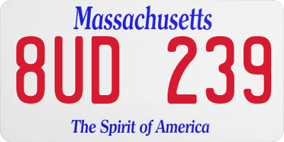 MA license plate 8UD239