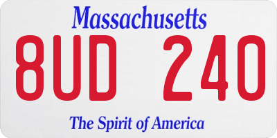 MA license plate 8UD240