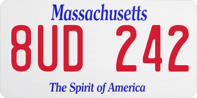 MA license plate 8UD242