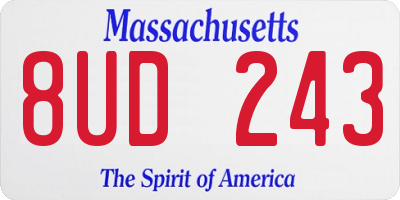 MA license plate 8UD243