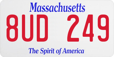MA license plate 8UD249