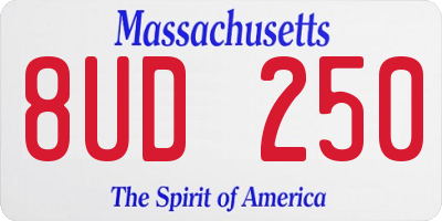 MA license plate 8UD250
