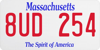 MA license plate 8UD254