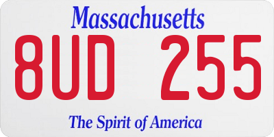 MA license plate 8UD255