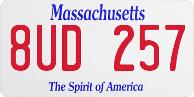 MA license plate 8UD257