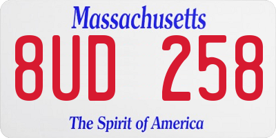 MA license plate 8UD258