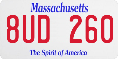 MA license plate 8UD260