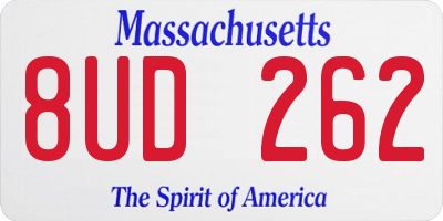 MA license plate 8UD262
