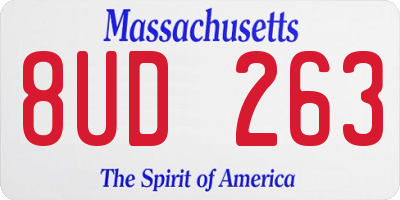 MA license plate 8UD263
