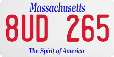 MA license plate 8UD265