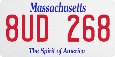 MA license plate 8UD268