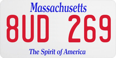 MA license plate 8UD269