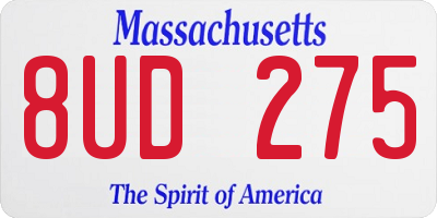 MA license plate 8UD275