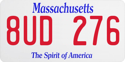 MA license plate 8UD276