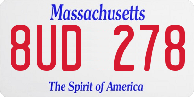 MA license plate 8UD278