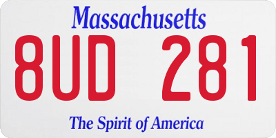 MA license plate 8UD281