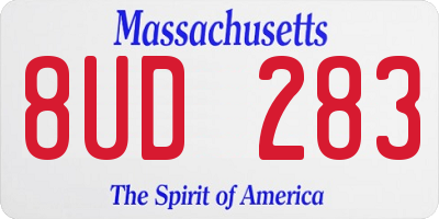 MA license plate 8UD283