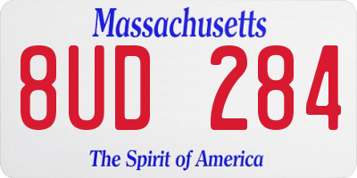 MA license plate 8UD284
