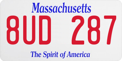 MA license plate 8UD287