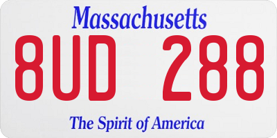 MA license plate 8UD288