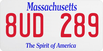 MA license plate 8UD289