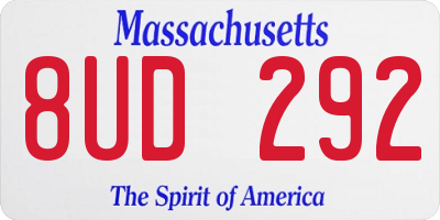 MA license plate 8UD292