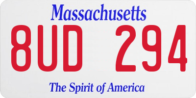 MA license plate 8UD294