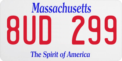 MA license plate 8UD299