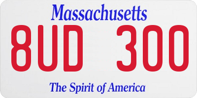 MA license plate 8UD300