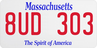 MA license plate 8UD303