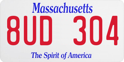 MA license plate 8UD304