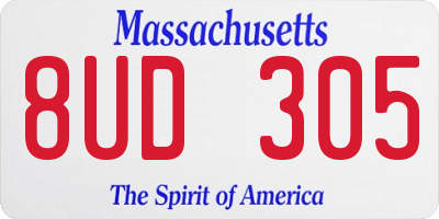 MA license plate 8UD305
