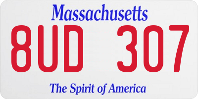 MA license plate 8UD307